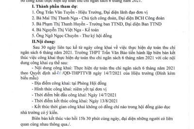 Công khai thực hiện dự toán thu-chi ngân sách 6 tháng năm 2021