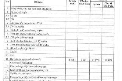 Công khai thực hiện dự toán thu-chi ngân sách quý II năm 2020