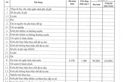 Công khai thực hiện dự toán thu-chi ngân sách quý I năm 2020