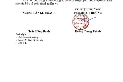 Kế hoạch công tác y tế trường học năm học 2024 – 2025