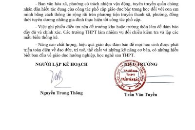 KẾ HOẠCH PHỔ CẬP GIÁO DỤC, XÓA MÙ CHỮ NĂM 2024
