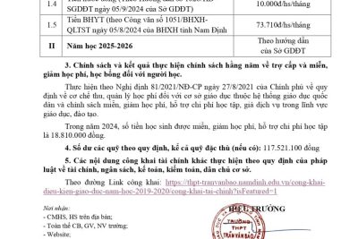 Thông báo công khai các điều kiện triển khai hoạt động giáo dục năm học 2025 – 2026